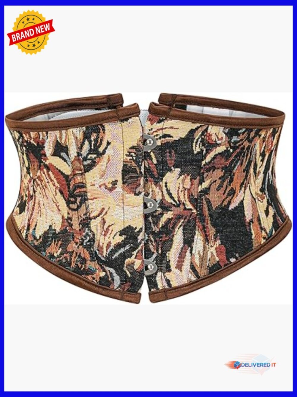 Underbust Brocade Corset Boned Waist Trainer Bustier with G-String